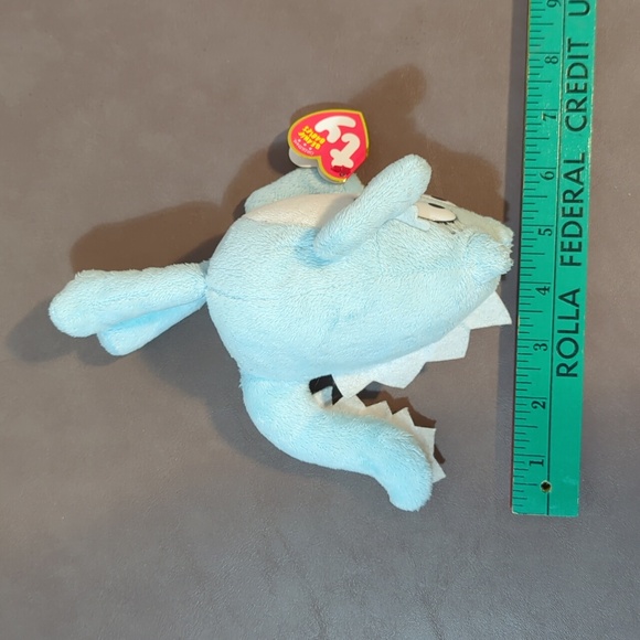 2011 Ty Beanie Yo Gabba Gabba Toodee Plush Light Blue White Black Cat Dragon Tag - Picture 9 of 9